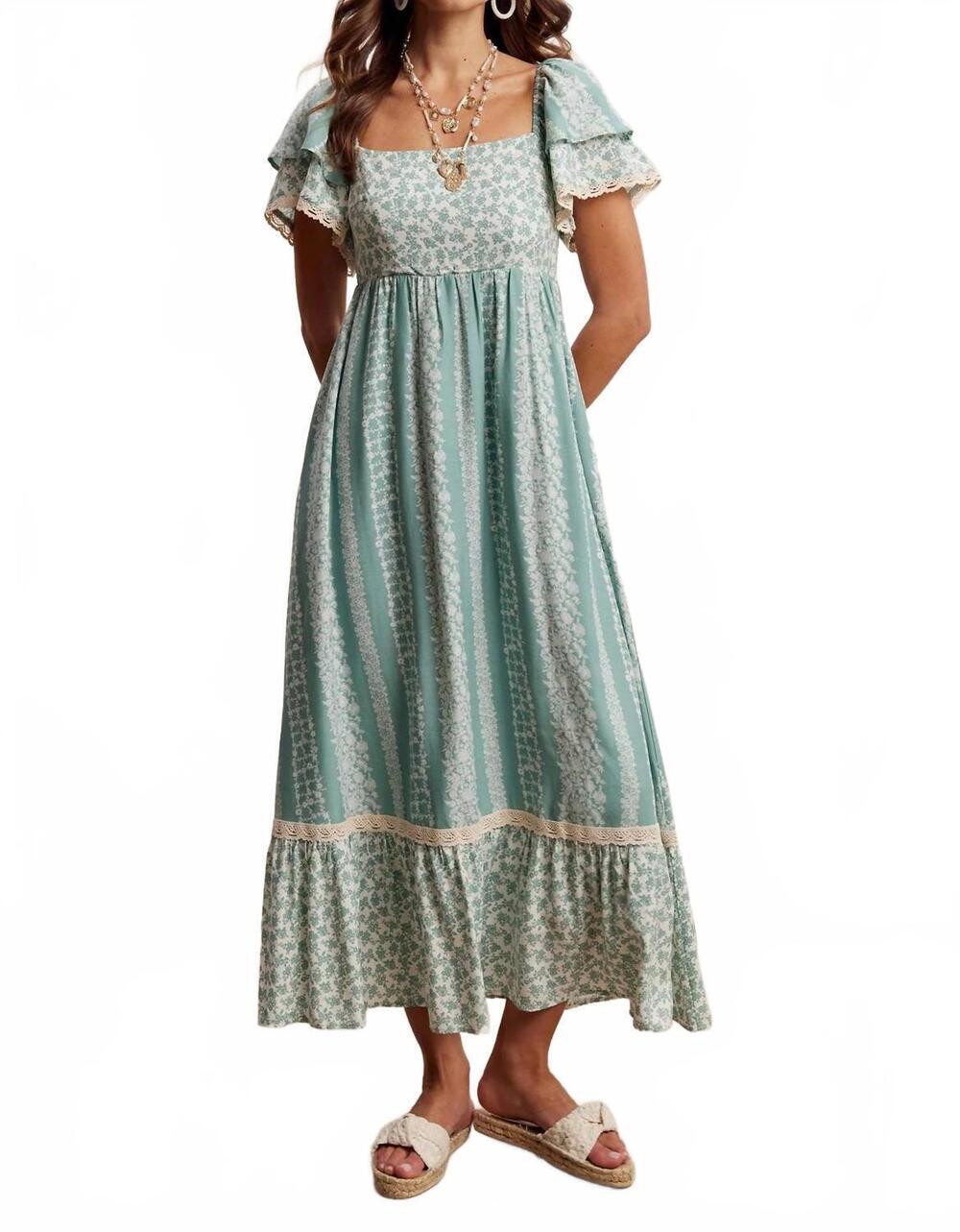 NEW LISTICLE willow mist floral maxi dress in blue
